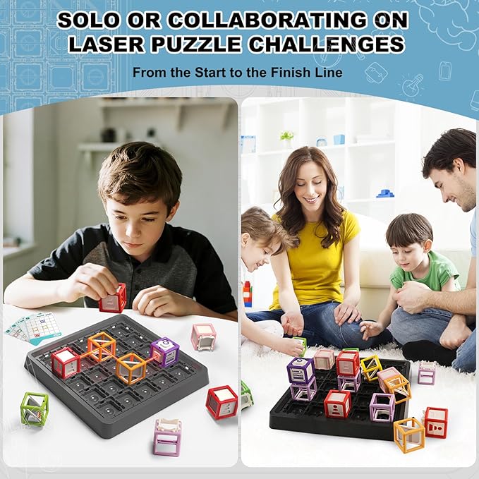 Laser Maze - STEM Logic Toys for Ages 8-13, 60+ Challenges Puzzle Games, Great 8-13 Years Old Children Gift to Develop Spatial Imagination Problem-Solving Concentration, Team/Solo Play