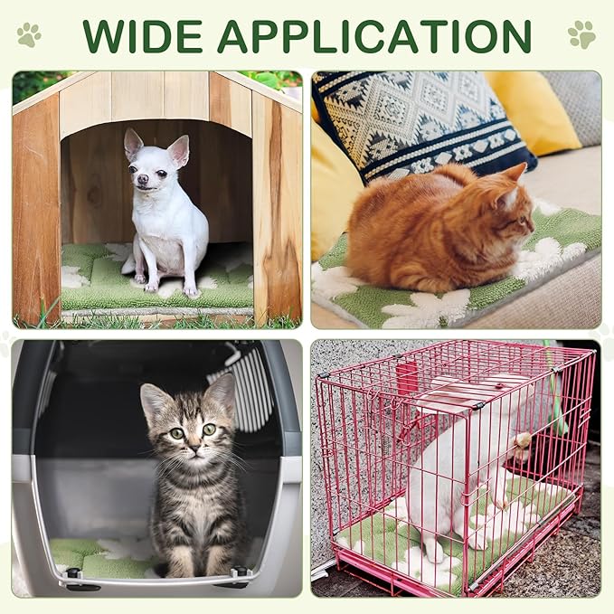 Haull 4 Pcs Waterproof Guinea Pig Bedding Guinea Pig Bed Plush Cage Liners Soft Rabbit Dog Crate Pad Cat Mat Reversible Cozy Animal Pee Pad Hamster Bunny Mat Accessory (White Flowes,13 x 10 Inch)
