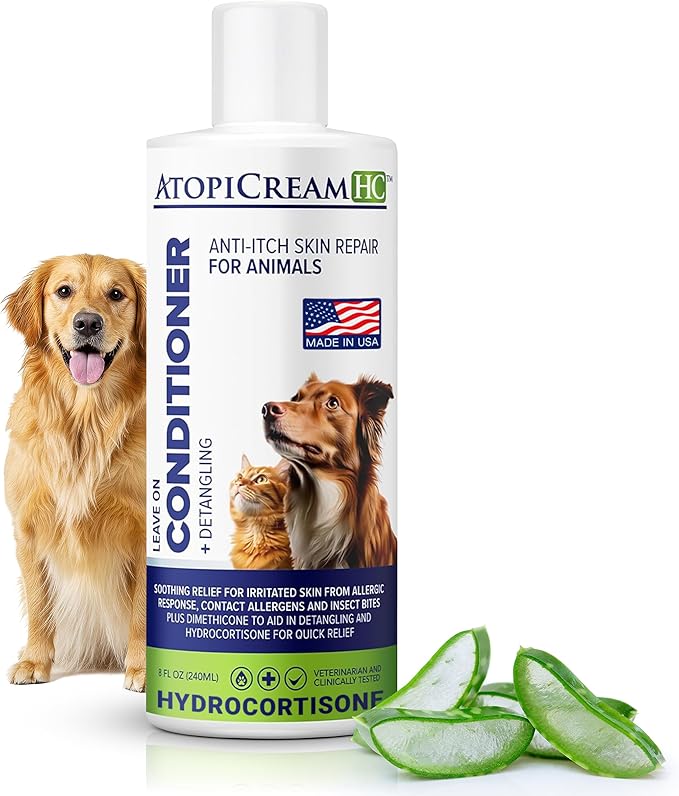 AtopiCream HC 1% Hydrocortisone Leave-On Conditioning Itch Relief Lotion for Dogs, Cats and Horses, 8 oz