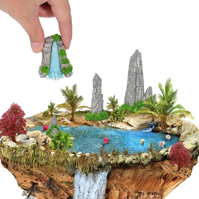 GANAZONO Miniature Rockery and Pool Statue 6-Pack Resin Artificial Mountain Figurines for Fish Tank Aquarium Garden Decor Micro Landscape Bonsai Ornament 2.91X1.73X1.73In