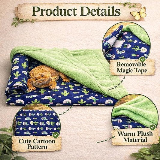 Mechpia Bearded Dragon Tank Accessories, Reptile Bedding Hammock Soft Fabric Warm Sleeping Pillow with Cover Substrate for Bearded Dragon Leopard Gecko Lizard