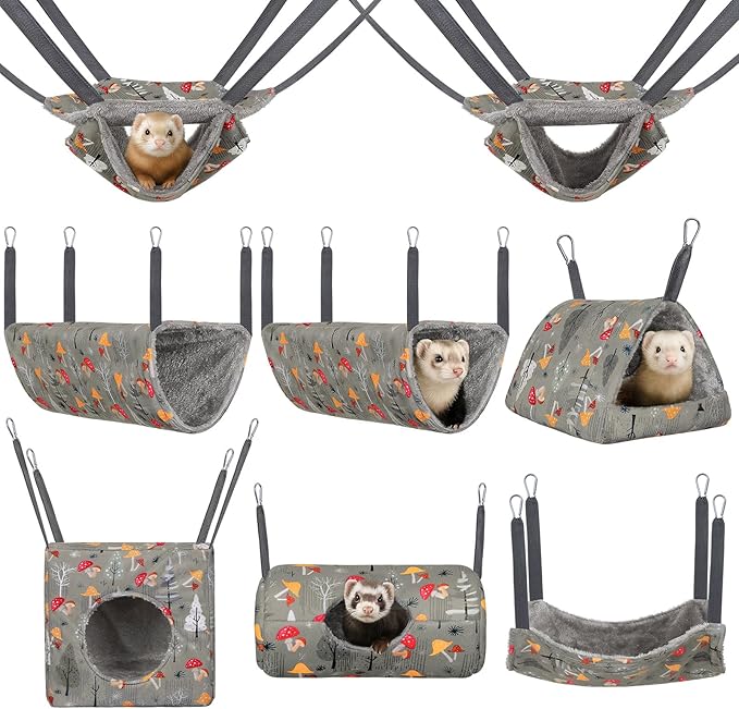 Ferret Hammock 8 Pack Guinea Pig Hammock Washable Rat Chinchilla Hammock Hamster Cage Accessories Cozy Ferret Bed Toys for Small Animals Pet Sugar Glider