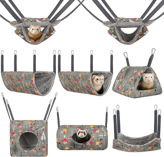 Ferret Hammock 8 Pack Guinea Pig Hammock Washable Rat Chinchilla Hammock Hamster Cage Accessories Cozy Ferret Bed Toys for Small Animals Pet Sugar Glider