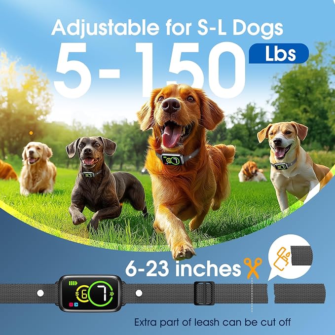 1S Stop Barking Smart Dog Bark Collar, Humane Anti Barking Device with Beep & Vibration, 7 Adjustable Sensitivity, Ultra-Light Bark Collar for Small Medium Large Dogs (All Black, 1 Pack)