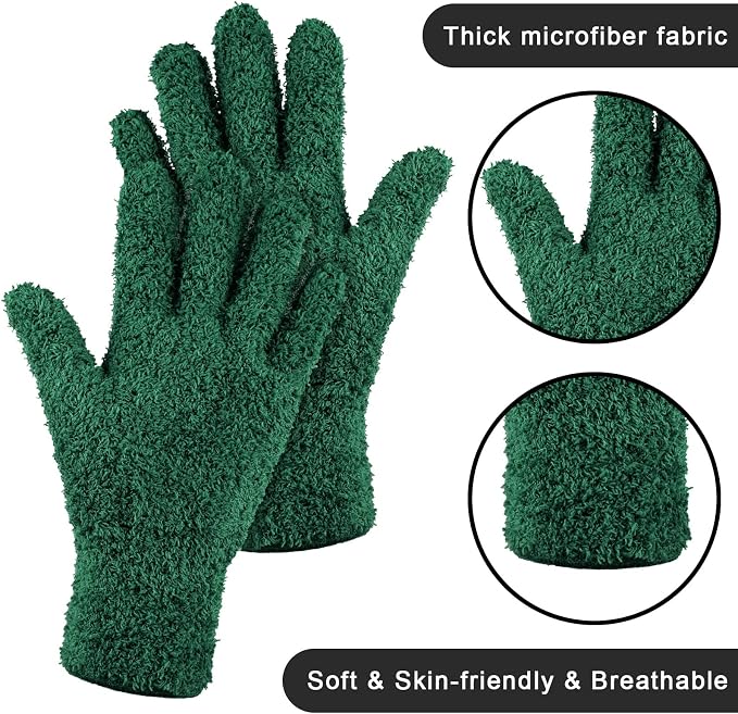Patelai 3 Pairs Microfiber Plant Dusting Gloves Leaf Cleaning Gloves for Indoor Plants, Blinds, Furniture, House (Brown,Dark Green,Dark Red,Medium)