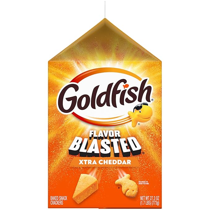 Goldfish Flavor Blasted Xtra Cheddar Cheese Crackers, 27.3 oz Carton (Pack of 2)