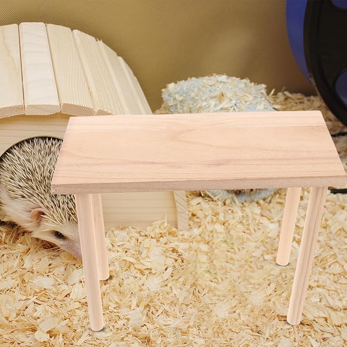 Toddmomy Hamster Play Wooden Platform, Hamster Platform Gerbil Cage Wood Stand with Pillars, Small Animal Resting Area, Rectange, 7. 5'' / 19cm Height