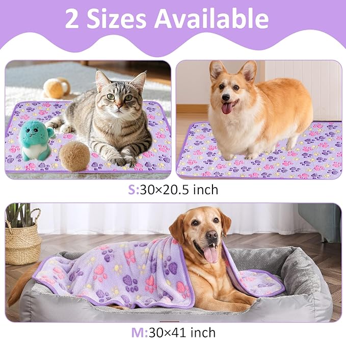 Dog Blankets for Medium Dogs, Cat, Premium Soft Dog Blankets for Small Dog Washable, Puppy Blanket Dogs Essentials for Puppies (1, 42 x 30) (1, Purple, 41" x 30")
