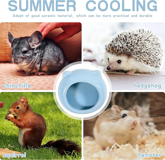 Ceramic Small Pet Hamster Food Bowl – Spill-Proof Guinea Pig & Hedgehog Dish – Durable, Easy to Clean, Non-Tip Design for Small Pets (Blue)