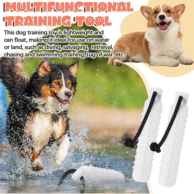 Blueweenly 4 Pcs Dog Bumper Toy for Water Retrieving Plastic Puppy Training Dummy Dog Float Toy Lightweight for Float on The Water Pool Outdoor Training Hunting Fetching (Orange and White)