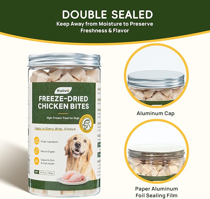Freeze Dried Chicken Dog Treats, High Protein Training Treats, Single Ingredient Natural Dog Snacks, Grain Free, Easy to Digest, Net Wt. 5 oz