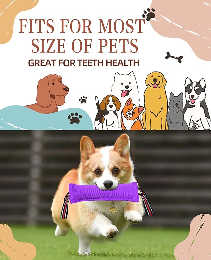 Clysoru Tug Toy for Dogs Tug of War Dog Toy with 2 Strong Red Band Handles Lasting Training Equipment Puppy to Large Dogs Interactive Toy Best for Tug of War Pull Indestructible Rope Toys (Purple)
