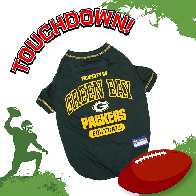 NFL Green Bay Packers Dog T-Shirt for Pets, Size Medium. Officially Licensed Pet Shirt with Team Logo, Soft Stretchable Comfort Fit Apparel for Dogs & Cats