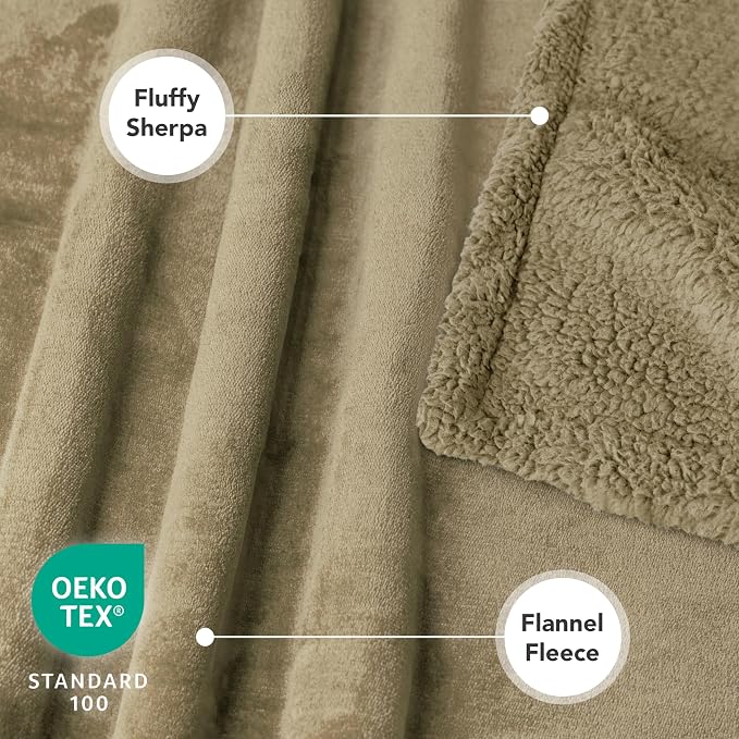 PetAmi Dog Blanket for Medium Large Dogs and Pets, Soft Sherpa Fleece Pet Blanket Throw for Cats Puppies, Reversible Plush Couch Cover Protector Sofa Bed Car Seat, Machine Washable, 80x60, Solid Taupe