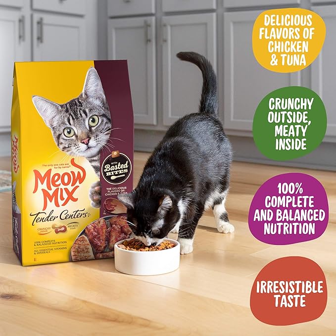 Meow Mix Tender Centers Basted Bites Chicken and Tuna Flavor, 3 Lb (Pack of 2)