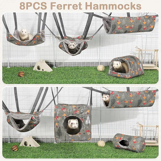 Ferret Hammock 8 Pack Guinea Pig Hammock Washable Rat Chinchilla Hammock Hamster Cage Accessories Cozy Ferret Bed Toys for Small Animals Pet Sugar Glider