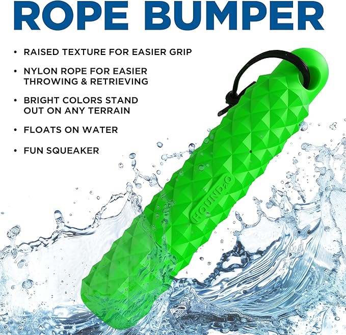 Dog Toys | Rope Bumper Floating Outdoor Toy for Dogs | Bright Green Fetch Toy