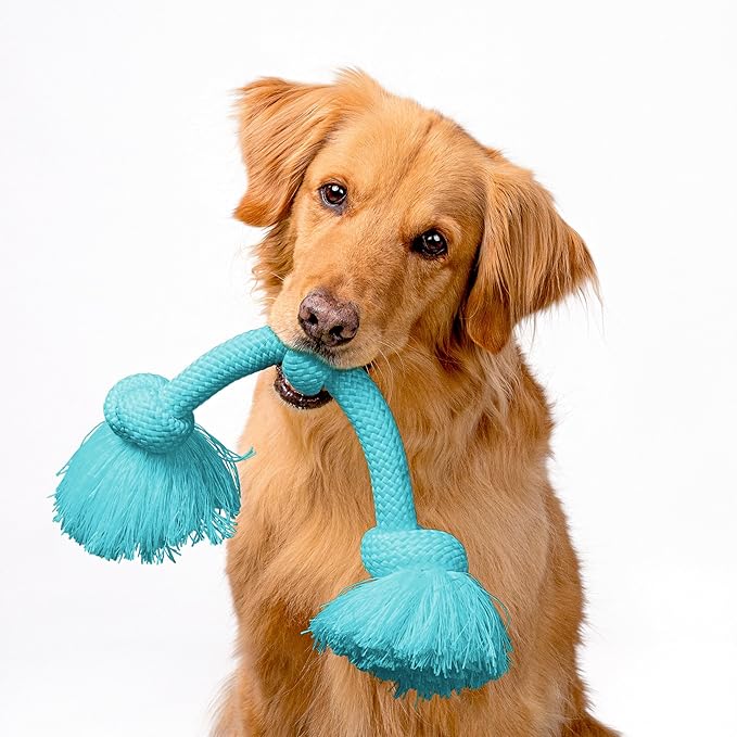 Playology Dog Toys | Dri-Tech Rope Tug of War Dog Toy for Tough Chewers | Peanut Butter Scented Jumbo Tug Rope Toys for Large Dogs