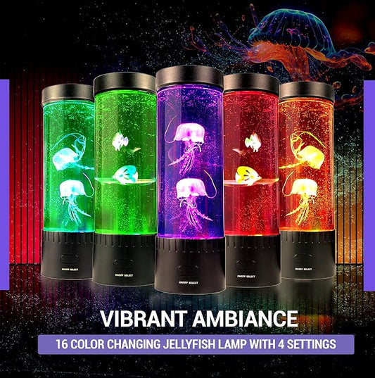 Brewish Jellyfish Lamp (Upgraded Motor 2025),16 Color Changing Mood Lamps, 4 Modes Aquarium Night Light, Artificial Fish Tank with Moving Fish, Sensory Room LED Lights for Autism, ADHD, Excellent Gift