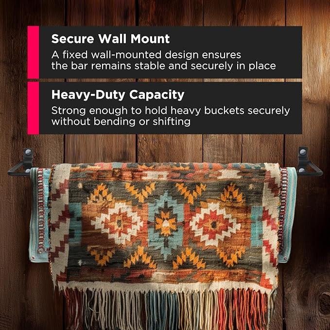Scenic Road Horse Blankets Bar Fold Down for Storage – 36-Inch Fold Down Wall Mounted Blanket Rack & Holder for Wall Organizer, Stall, Trailer & Tack Room, Horse Accessories, Wall Hook, (Model SR36)