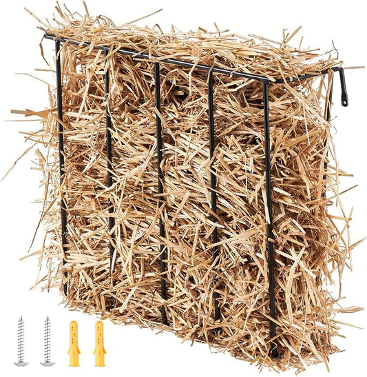VEVOR Livestock Feeder, 24 Gallon Large Capacity, Heavy-Duty Steel Goat Hay Rack, 27'' Long Wall Mounted Horse Hay Holder, Multiple Sided Feeding Rack for Sheep Farm Livestock Indoor Outdoor