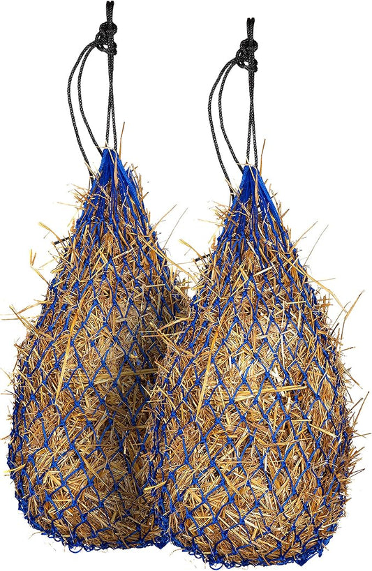 Majestic Ally 2 pcs Slow Feed 42” Hay Net for Horses, Strong Small 2x2” Holes, Nylon Rope Hanging, Adjustable Travel Feeder for Trailer and Stall, Simulates Grazing, Reduce Waste