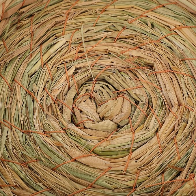 2pcs Woven Straw Pet House with Flat Bottom, Natural Handwoven Small Animal Shelter for Hamsters, Rabbits, Guinea Pigs, Ferrets – Cozy Warm Chewing Bed for Indoor Pet Cages