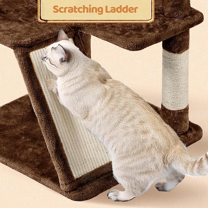 Topeakmart 57in Height Cat Tree Condo Multi-Level Kitten Tower Cat House Furniture