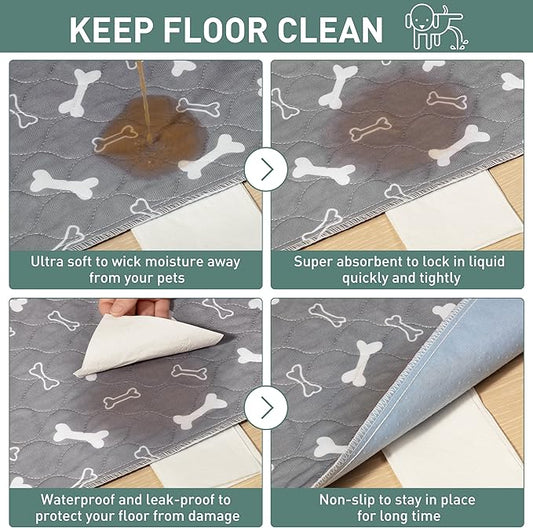 Eterish Reusable Washable Pee Pads for Dogs Extra Large 36'' x 48'' 2 Pack, Absorbent Pet Puppy Dog Training Pads Non-Slip, Waterproof Whelping Potty Pads for Dogs Leak-Proof
