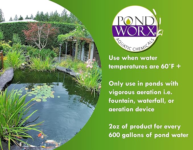 Pond Worx Water Clear - Concentrated Formulation Improves Water Clarity and Quality, Helps Clear Cloudy Water, Safe for Fish, Pets, and Plants - 1 Quart (32ounces)