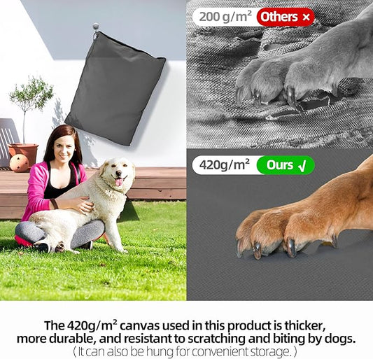 Sytopia 47 Inch Canvas Outdoor Dog Bed for XXL Dogs, Chew Proof Dog Bed with Waterproof Machine Washable Removable Cover, Durable Indoor Patio Pet Pad for Crate, Dark Grey