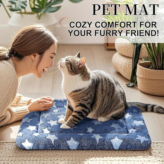 Dog Bed Mat, Reversible Crate Pad & Cute Dog Bed - Machine Washable Kennel Mat with Ultra Soft for Small Dogs & Cats