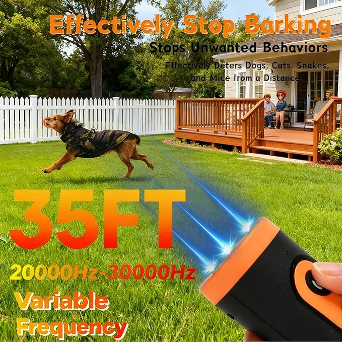 Dog Bark Deterrent Device, Upgraded Ultrasonic Anti Barking Device for Dogs, 35FT Range Auto Barkshield for Own & Neighbor's Dog, Safe & Effective No Barking Device for Dogs