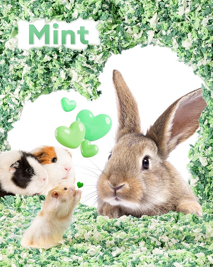 BUCATSTATE Hamster Bedding 15L, 99% Dust-Free Guinea Pig Paper Bedding Odor Control Paper Bedding, Cozy Small Animal Bedding for Rabbit Rat Syrian Dwarf Hamsters Gerbils (Green)