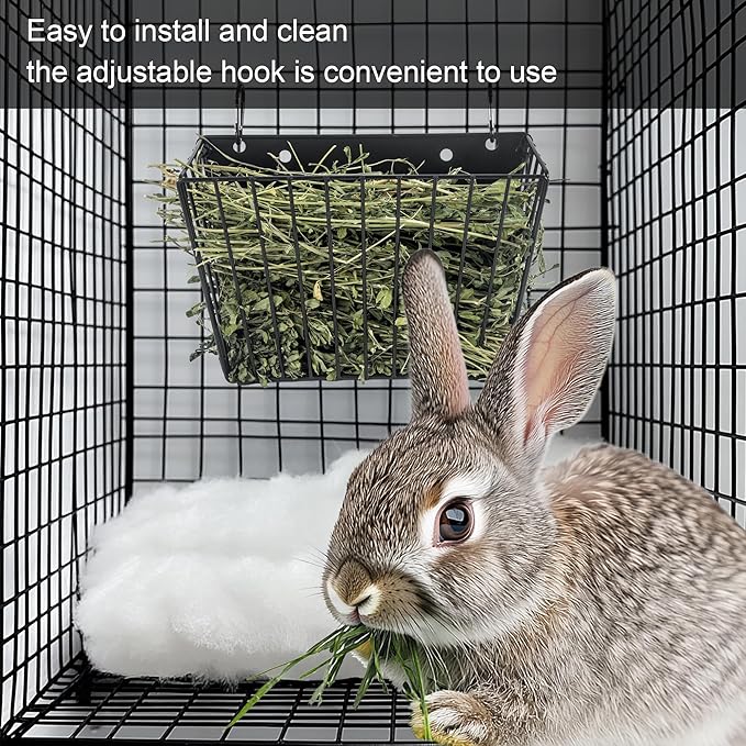 Rabbit Hay Feeder, with Heavy-Duty Metal Frame， Hay Holder for Rabbits - for Rabbits， Bunny, Guinea Pigs, Chinchillas， 9.6x4.5x6.3 inch