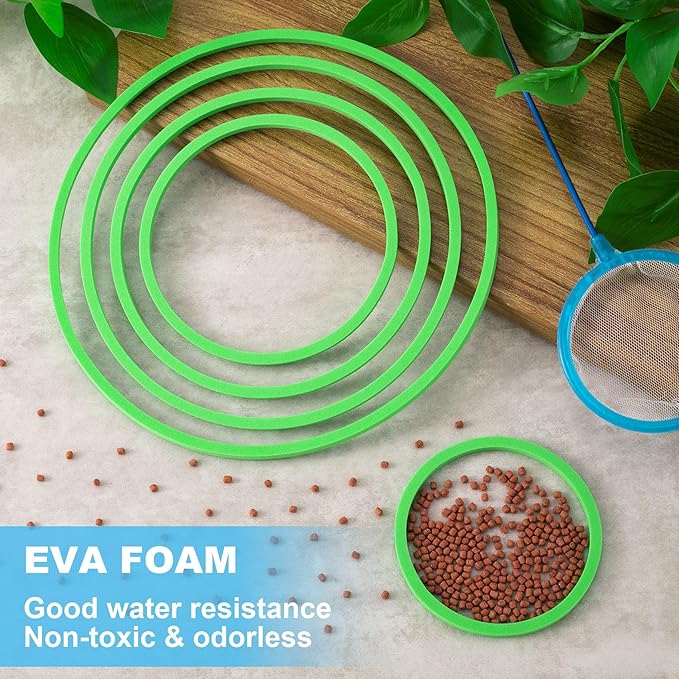 PAGOW 10pcs Fish Feeding Rings Set, Floating Aquarium Plant Corral, Round Fish Feeder Rings for Fish Tank, Floating Plant Ring, Fish Tank Aquarium Accessories for Betta (Green)