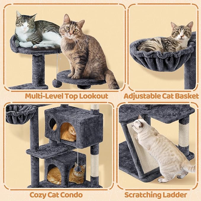 Topeakmart 57 inches Multi-Level Cat Tree Cat Condo with Scratching Posts Kittens Activity Tower Pet Play House Furniture