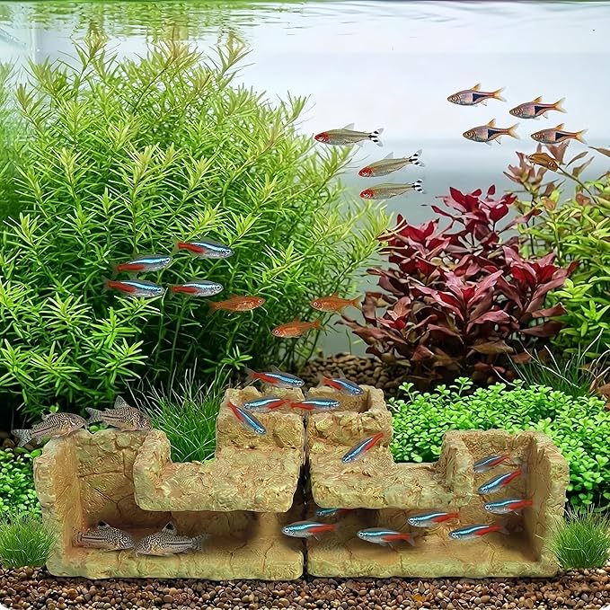 Fish Tank Decorations Aquarium Cave, Aquarium Decor Fish Hideout for Cory Catfish Betta Pleco Shrimp, Fish Tank Accessories & Betta Fish Tank Accessories, Natural Fish Tank Decor for Aquascape