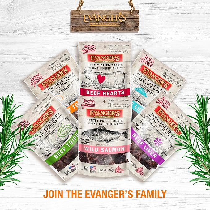 Evanger's Nothing But Natural Gently Dried Beef Tongue Treats for Dogs & Cats – 4.6 oz – Single-Ingredient, Grain-Free, Protein Snack – Supports Digestive & Coat Health