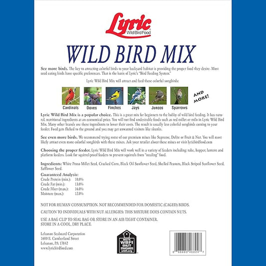 Lyric Wild Bird Mix - Includes Corn, Nuts, and Wild Bird Seed for Outside Feeders, Attracts Doves, Jays and Many More, 20 lb Bag