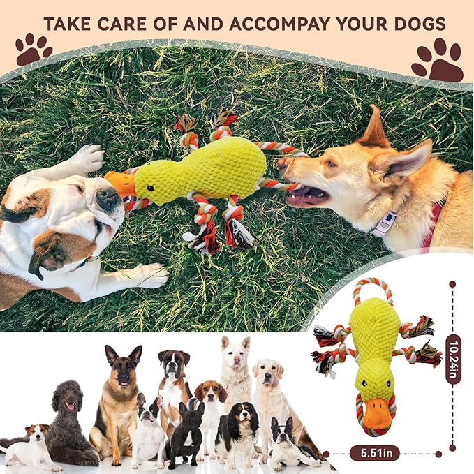 YZHDUXIU Tug of War Dog Toy, Squeaky Dog Toys Interactive Duck Puppy Toys to Keep Them Busy