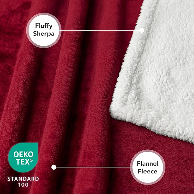 PetAmi Dog Blanket for Small Medium Dogs and Cats, Soft Sherpa Fleece Pet Blanket Throw for Puppies Kittens, Reversible Plush Couch Cover Protector Sofa Bed Crate, Machine Washable, 60x40, Dark Red