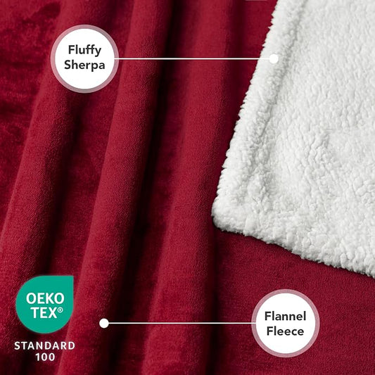 PetAmi Dog Blanket for Small Medium Dogs and Cats, Soft Sherpa Fleece Pet Blanket Throw for Puppies Kittens, Reversible Plush Couch Cover Protector Sofa Bed Crate, Machine Washable, 60x40, Dark Red