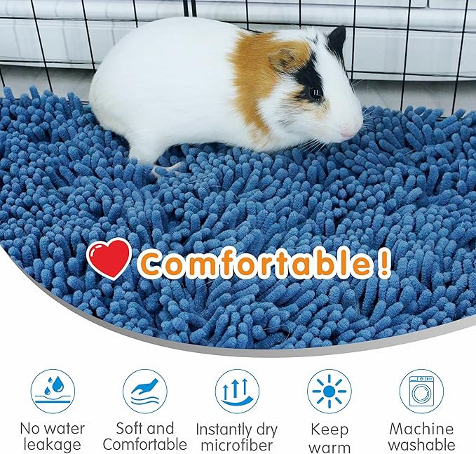 Guinea Pig Cage Liner Bedding 2 PCS, Washable Guinea Pig Bed Mat, Extra Absorbent Rabbit Pee Pad Reusable, Non-Slip Fleece Blanket for Bunny and Small Animal Cage Accessories (Blue, 24"x16")