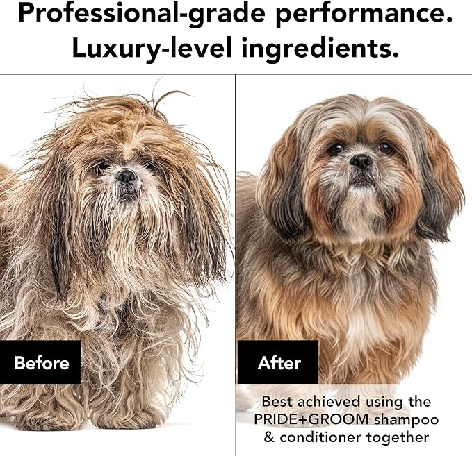 Pride and Groom The Final Coat | Grooming Conditioner that Extends The Life of a Groom | Tearless All Natural Ingredients that Untangle, Nourish, and Add Shine for All Dogs – 128oz