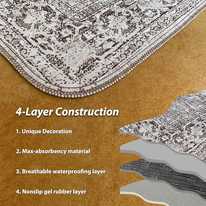 nunubaby Washable Pee Pads for Dogs, Stylish, Non-Slip and Leak-Proof Pee Pads. Reusable Potty Pads for Dogs for Crates and Floors.(Brown/Geo, 18" x24" )