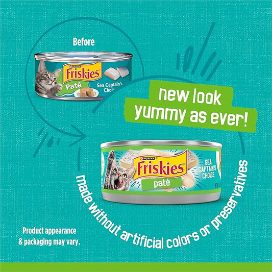 Purina Friskies Wet Cat Food Pate, Sea Captain's Choice - (Pack of 24) 5.5 oz. Cans