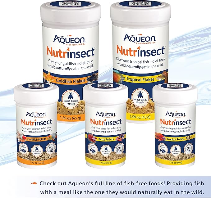 Aqueon Nutrinsect Fish-Free Fish Food, Tropical Flakes, 1.59 oz (Pack of 2)