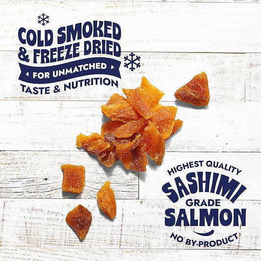 Finfare Freeze Dried Dog Food Toppers, Salmon Crumbles, Protein & Omega-3s, Grain Free Salmon Training Treats and Meal Toppers for Dogs, Crafted in USA, 2oz