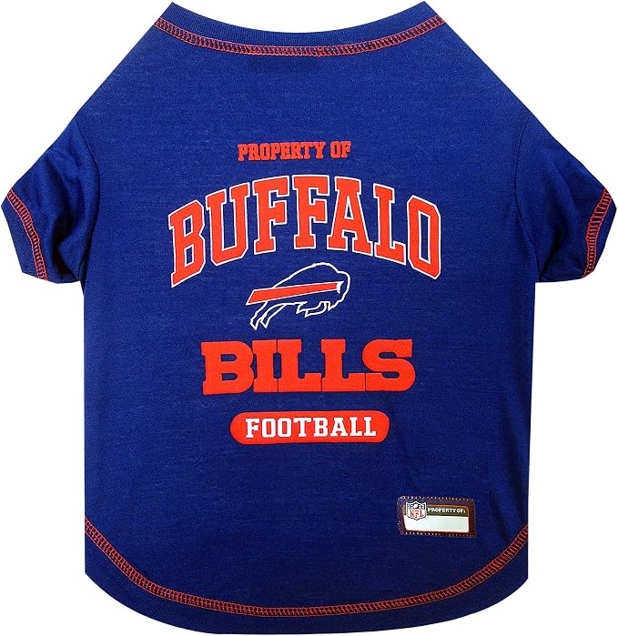NFL Buffalo Bills Dog T-Shirt for Pets, Size Medium. Officially Licensed Pet Shirt with Team Logo, Soft Stretchable Comfort Fit Apparel for Dogs & Cats